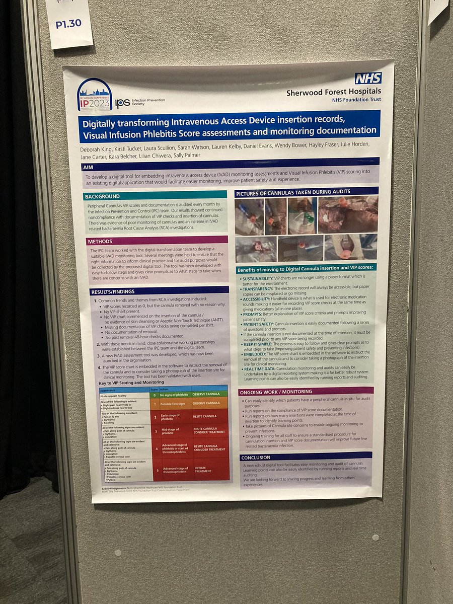 The @IPCT_SFHT team posters are on display at #IP2023conf showcasing the work they have be doing over the last year @SFHFT @SFH_CSTO @PhilBoltonRN