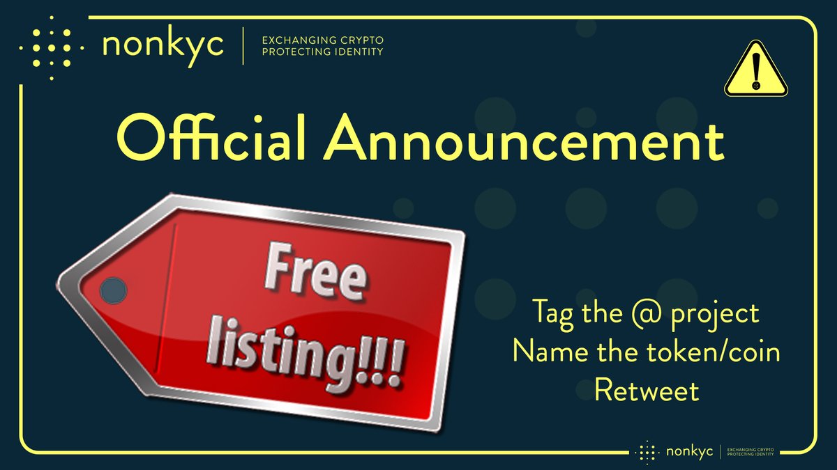 nonkyc_exchange's tweet image. 🚀 Exciting news! @nonkyc_exchange is offering ONE FREE listing for a crypto project until 🗓 November 1.

🌟 Who will take the crown? 🌟

📢 To enter, ensure you FOLLOW us, RETWEET this, and SHOUTOUT in your community! 🔥

Note: Projects using bots or any automated actions,…