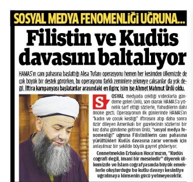 Bu şarlatanı haber yapan Milli Gazeteyi tebrik ediyorum.Siyonizmin arka bahçesin de fitne tohumu ektiğini herkes her yerde anlatmalı.