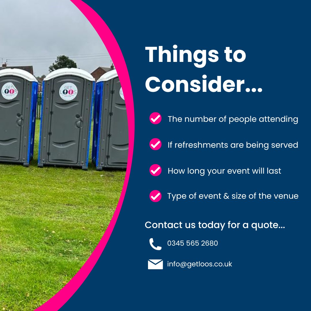 getloosltd's tweet photo. We get it, it stinks having to figure out how many toilets you need for your event 🤯

Here are some things you should consider when planning the toilet situation at your event...

Get an instant quote using our simple tool 👇

https://t.co/PdOpxrE9Oo https://t.co/luA4MUTE9k