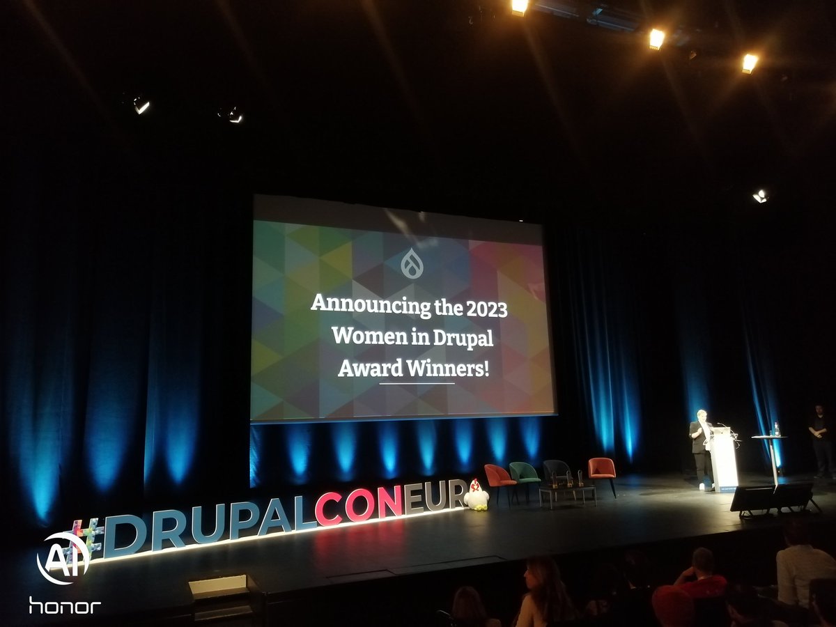 Kicking off with #Women in #Drupal Award 2023.
"We need more women in technology" 
Honored to be one of the women in the Drupal community as UX 
#Drupalcon