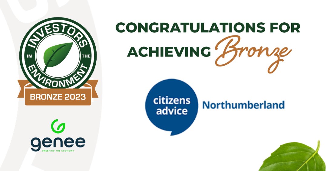 Congratulations to <a href="/NorthumbrianCAB/">Citizens Advice Northumberland</a> for achieving their Bronze accreditation with @iiEUK, as part of their participation with <a href="/GoingGreen_NE/">Going Green Together</a>.

They've made great progress towards driving down their emissions - we're looking forward to seeing how this develops. Well done.