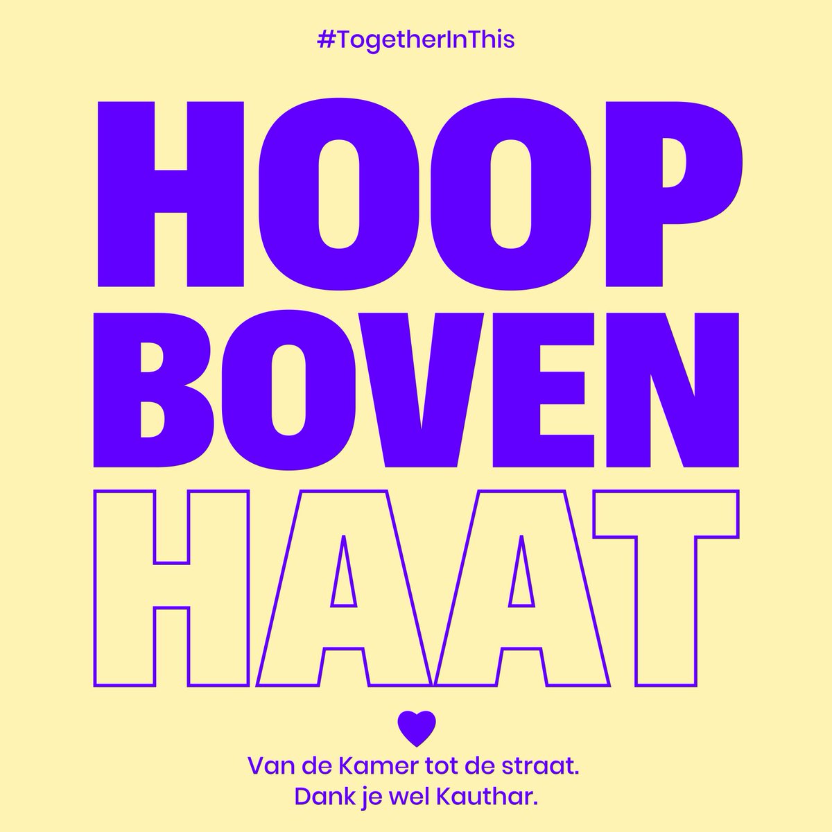 Lieve Kauthar, je bent niet alleen. We staan achter en naast jou.
Voor hoop en rechtvaardigheid, tegen alle haat. 💪💛
#HoopBovenHaat #TogetherInThis