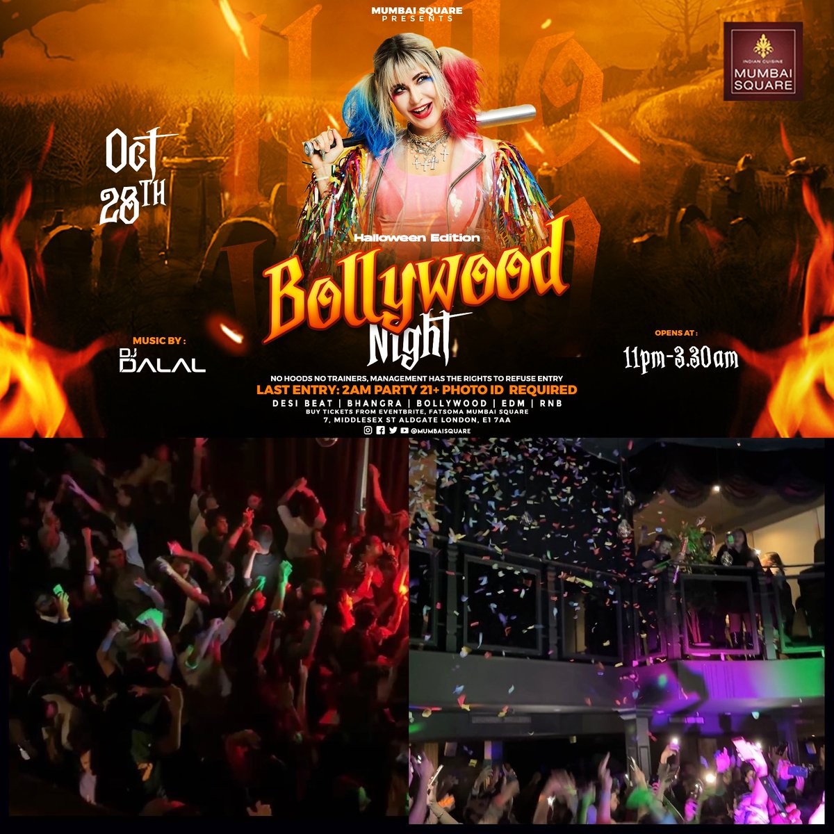 mumbaisquare's tweet image. Experience fear like never before as the haunting spirits make abode at Mumbai Square, Halloween Bollywood Night while we host you over deadly flavors on the go!

Oct 28 | Saturday | 11 PM 

Buy Your Tickets Now: fatsoma.com/e/e3h2w1t3

#londongram #london #londonnnightlife