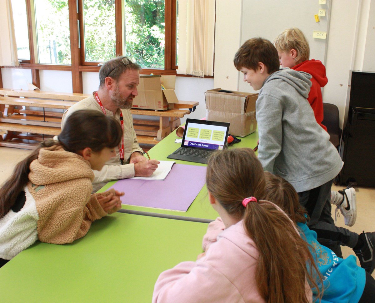 Mr Finch from The Big Education Conversation is busy working with some of Buzzards ahead of their community discussion this afternoon. The children have delighted in giving Mr Finch a tour before getting stuck into their work learning to facilitate the conversation later.