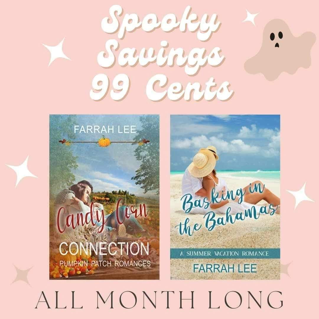 Farrahleeauthor's tweet photo. 99 CENTS!

Candy Corn Connection : 
https://t.co/X2Z7yLiHTa     

Basking in the Bahamas 
https://t.co/ZMsFgAUwfT https://t.co/QZlARUQrAZ