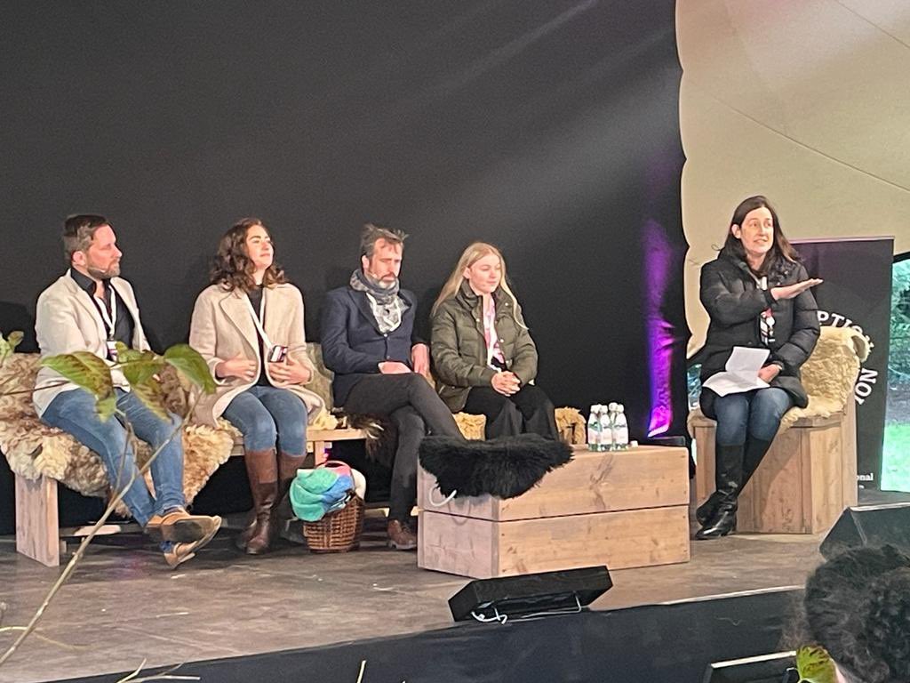 Our panel takes to the stage @FoodOnTheEdge to talk about how farmers can help tell the food story. We are joined by @hqmulligan @Farmer_Tom_UK Sienna Keane from Airfield’s Youth Board and our Head of Sustainable Food Production, Surya Davies. #FOTE2023