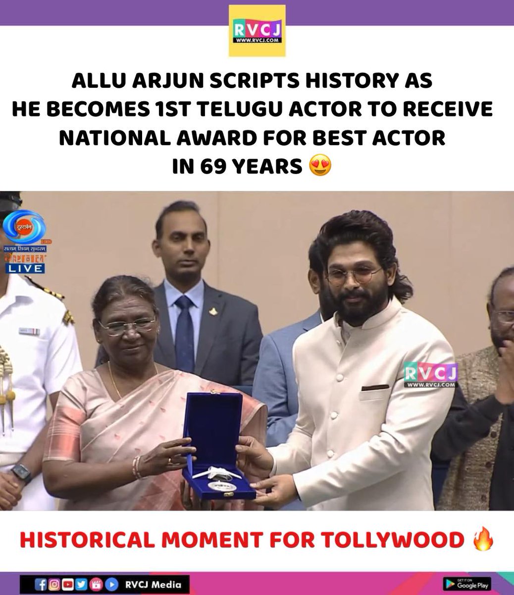 RVCJ_FB's tweet photo. Pushpa Movie actor Allu Arjun wins the National Award.. https://t.co/7q9PYPDr78
