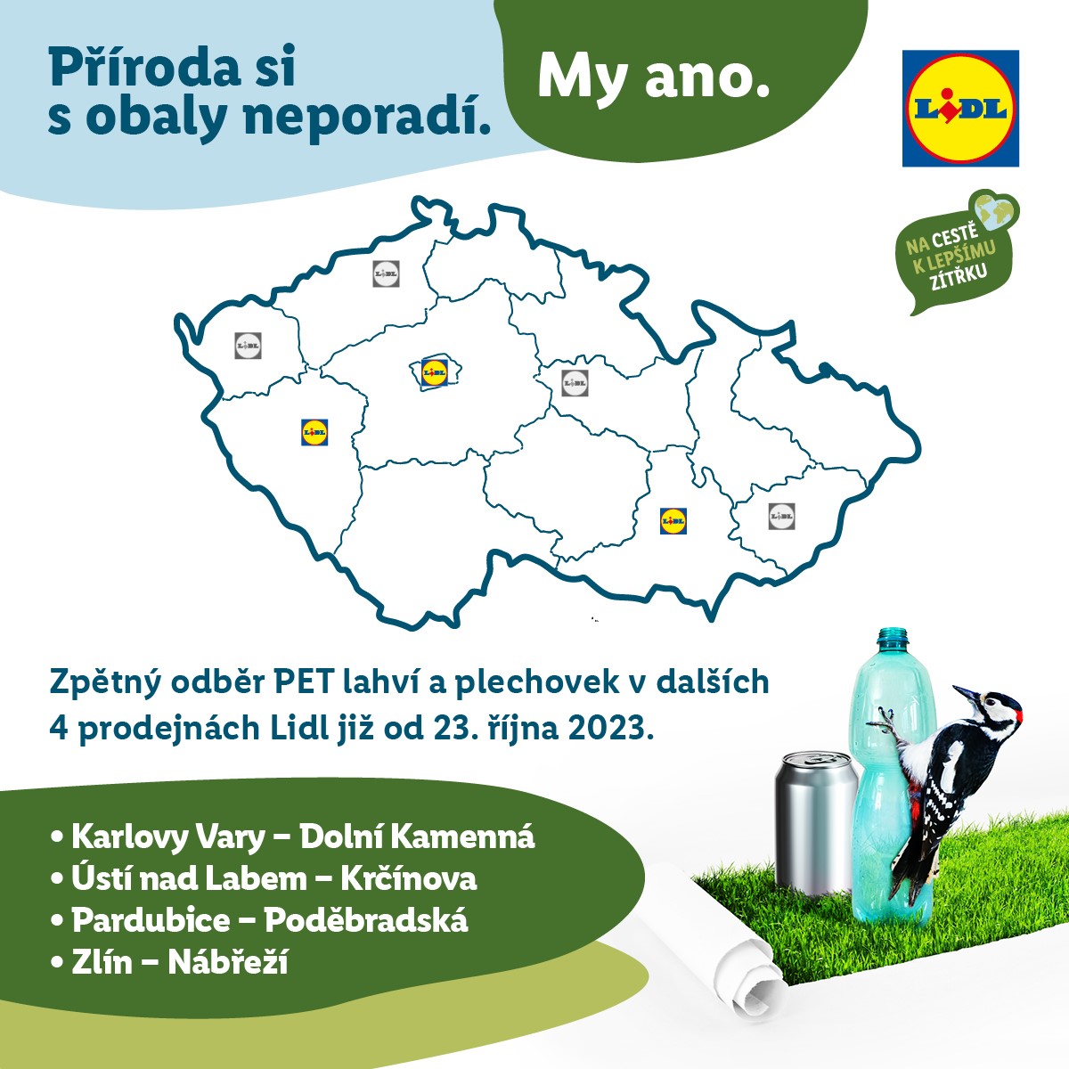 Rozšiřujeme náš pilotní projekt na zpětný odběr PET lahví a plechovek. Již od příštího týdne můžete vracet PET lahve a plechovky v dalších 4 prodejnách v ČR.