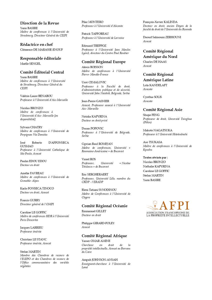 Revue Francophone de la Propriété Intellectuelle tweet media