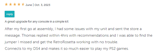 Thanks to June for her Tindie review of the RetroRosetta DIY kits!