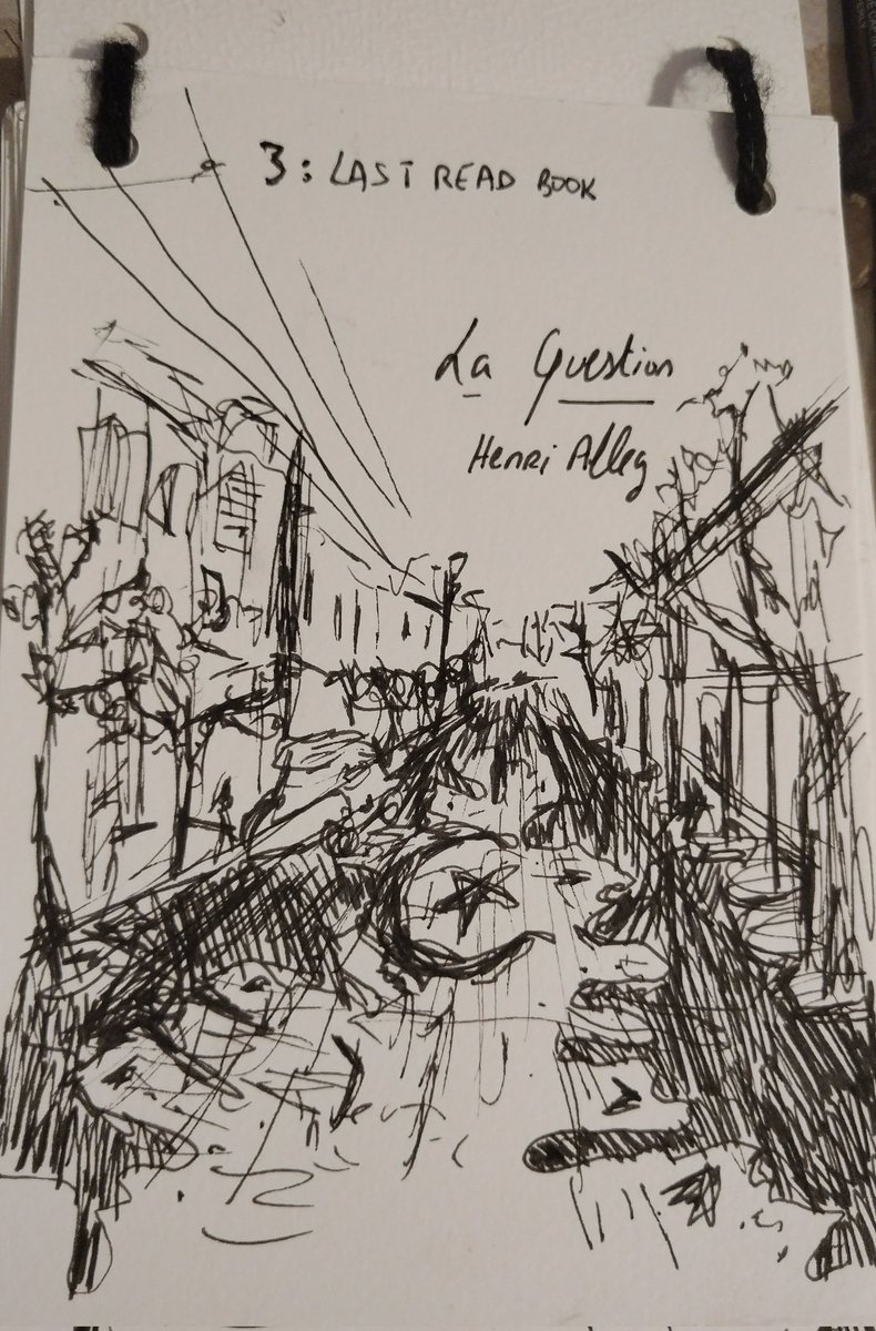 Funtober day 3 : Last read book

This one was REALLY complicated to illustrate since the last book I read was basically a testimony of torture during the Algerian war. A complicated subject to illustrate, so I drew the street of the torture center. Hard but important read for me