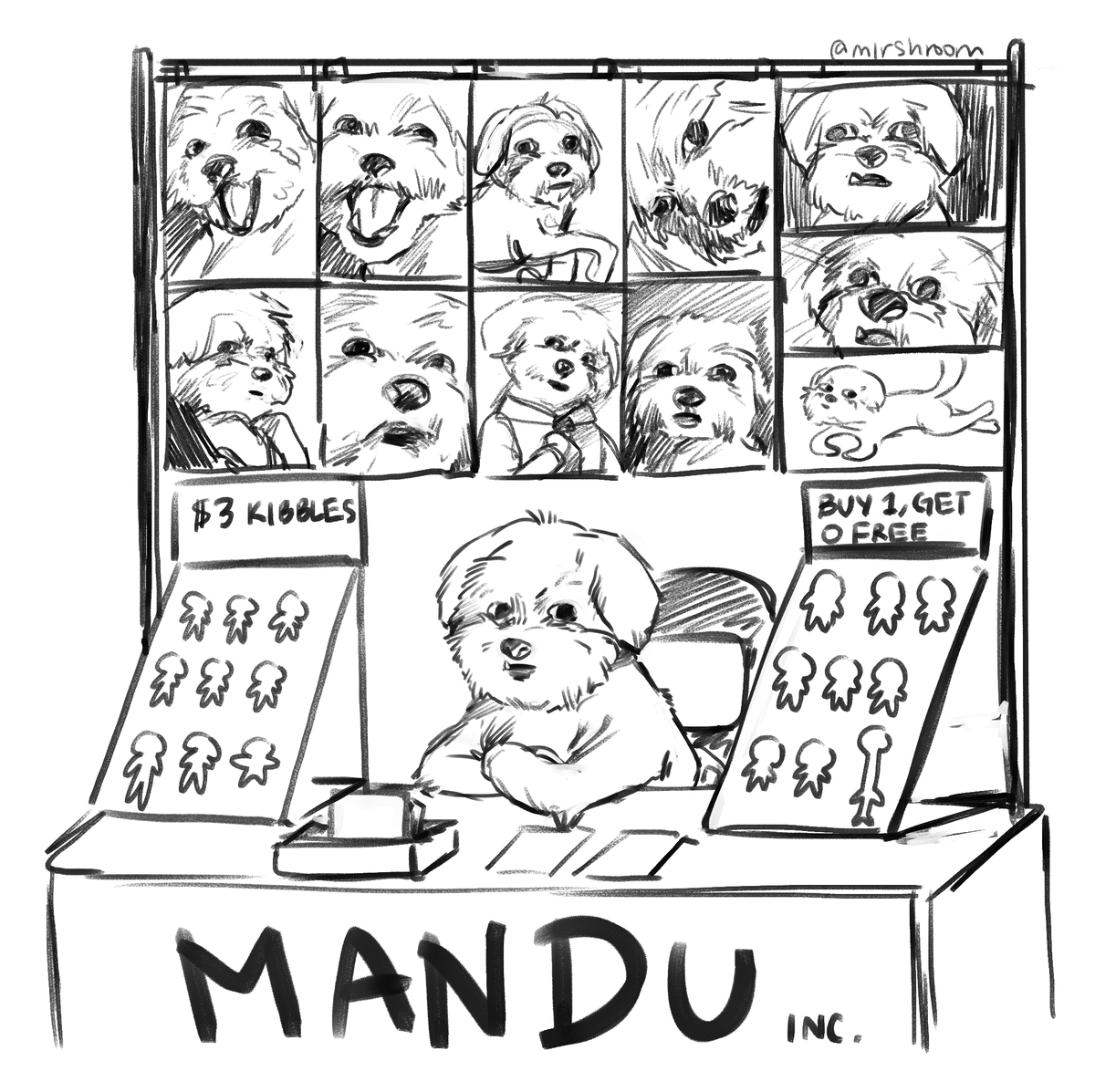 i drew my dog Mandu bc i couldn't sleep and tried to capture his scrunklieness follow his ig tho