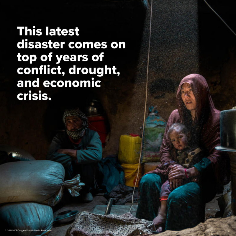 Refugees's tweet photo. Devastating earthquakes have struck Afghanistan, claiming lives and flattening entire villages. ➡️ Here’s what you need to know. ➡️