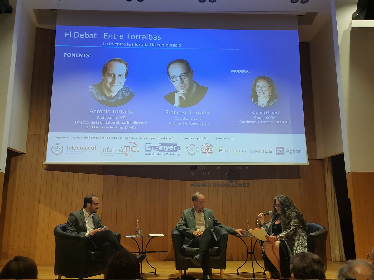 Josep Pegueroles (@joseppegueroles) on Twitter photo "Els biaixos són nostres, la IA és mirall honest del que li hem programat. Podem configurar els temes ètics vistos des de fora" #AntonioTorralba <a href="/UPCAlumni/">UPC Alumni</a> d'<a href="/UPCTelecos/">UPC Telecos 📡</a> debatent amb <a href="/f_torralba/">Francesc Torralba</a>: "Cal regular-la". Gràcies a <a href="/telecoscat/">TelecosCAT</a> <a href="/Enginyeria/">Enginyers Industrials de Catalunya</a> <a href="/coeinf/">COEINF</a> i l' <a href="/ateneubcn/">Ateneu Barcelonès</a> "Els biaixos són nostres, la IA és mirall honest del que li hem programat. Podem configurar els temes ètics vistos des de fora" #AntonioTorralba <a href="/UPCAlumni/">UPC Alumni</a> d'<a href="/UPCTelecos/">UPC Telecos 📡</a> debatent amb <a href="/f_torralba/">Francesc Torralba</a>: "Cal regular-la". Gràcies a <a href="/telecoscat/">TelecosCAT</a> <a href="/Enginyeria/">Enginyers Industrials de Catalunya</a> <a href="/coeinf/">COEINF</a> i l' <a href="/ateneubcn/">Ateneu Barcelonès</a>