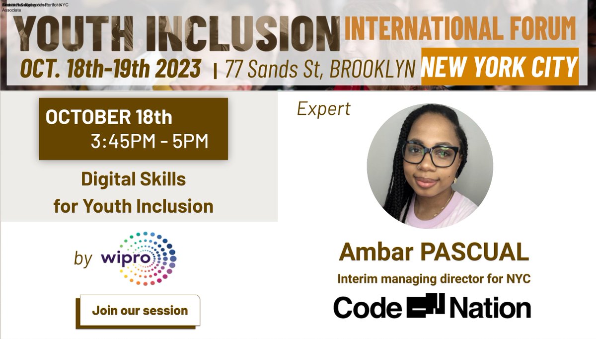 #CodeNation is thrilled to be participating in the Youth Inclusion International Forum (YIIF) this week, with our very own Ambar Pascual sitting on panel discussing youth inclusion in #tech! There's still time to register to attend! eventbrite.com/e/youth-inclus…