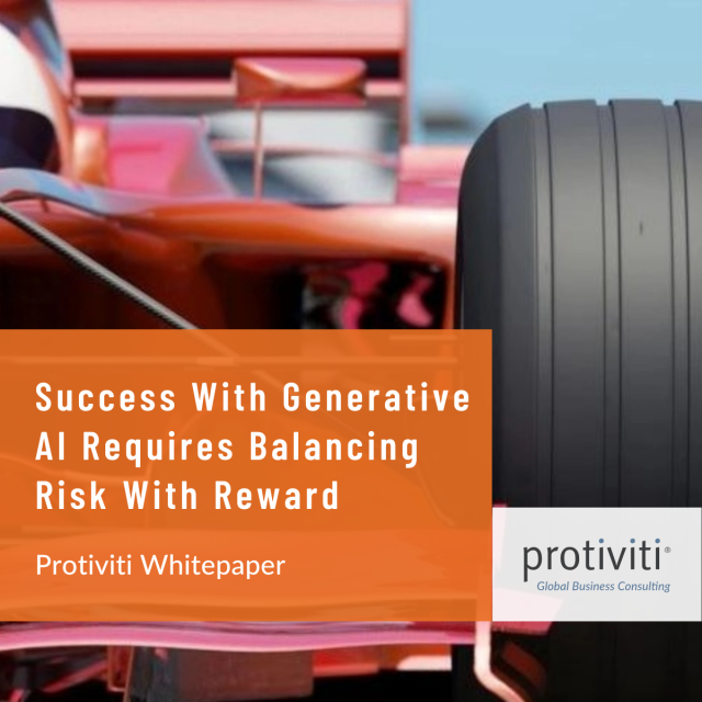 Unlocking success with Generative AI is about balancing risk and reward for business leaders. Explore GenAI's potential and best practices in Protiviti's latest whitepaper. bit.ly/3Fmm1mU