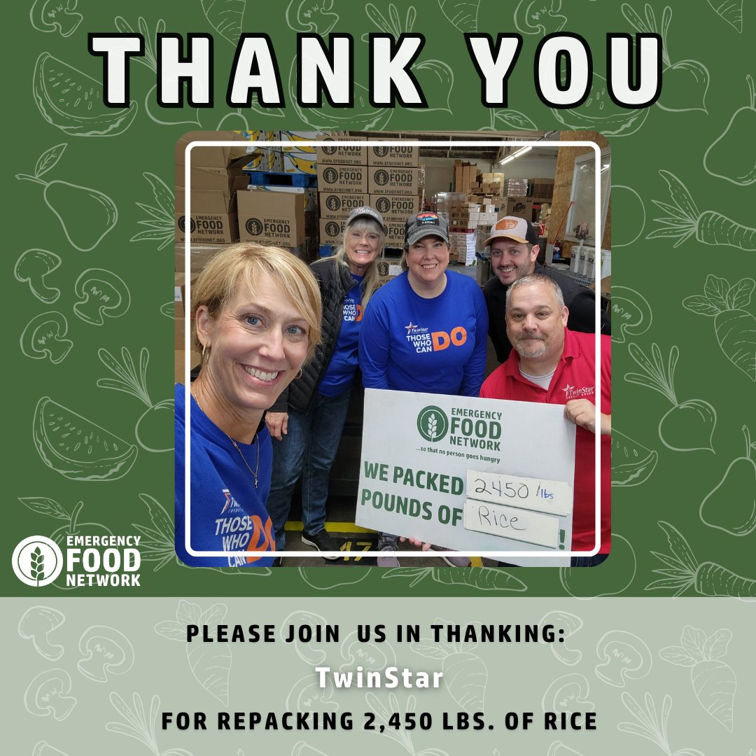 They're at it again! Thank you TwinStar for volunteering at EFN! <a href="/TwinStarCU/">TwinStar CU</a> 

#twinstar #emergencyfoodnetwork #efn #volunteeropportunities #volunteerappreciation #volunteerspirit #lakewood #piercecounty