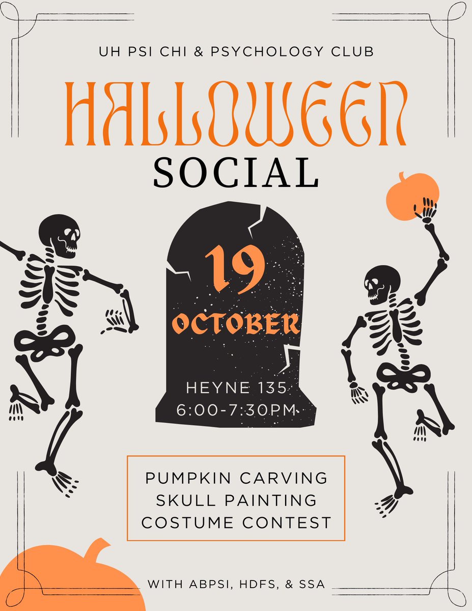 Back from the dead! 🎃 With a spooky social partnered with Psi Chi  just for y’all! Come get to know your favorite organization, play scary games, and eat free food!