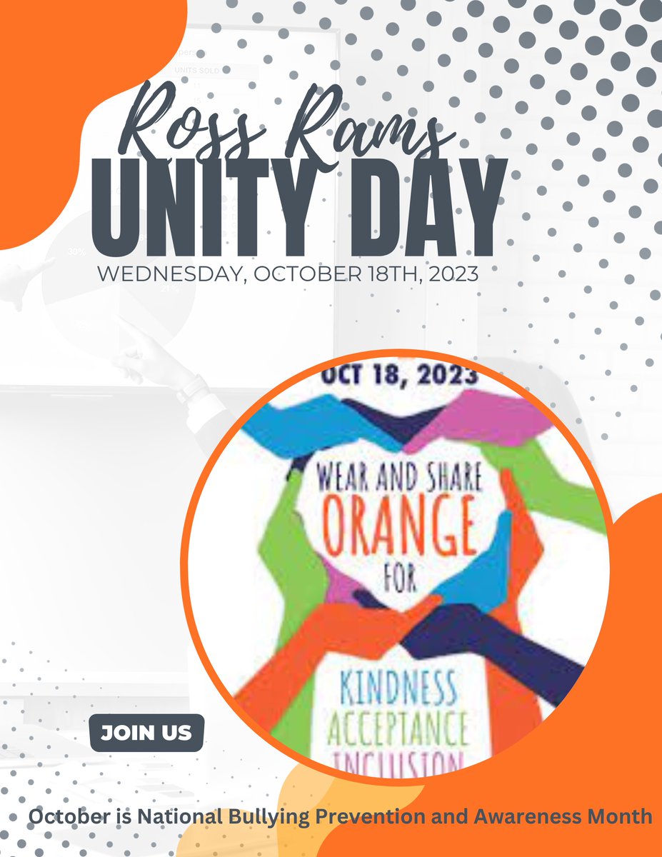 As part of #Bullyingpreventionmonth tomorrow is Unity Day - join us in this effort and wear orange to work and school. Find more info: pacer.org/.../spreadthe.…
We hope you'll join our #RossRams team in this crucial work.
