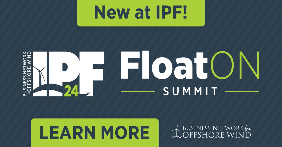 ‼️NEW!‼️ For the first time, the Network will host a FloatON Summit as part of 2024 IPF. Happening April 24-25, the FloatOn Summit will be dedicated to sharing knowledge, best practices, and innovations in floating offshore wind. Learn more here → bit.ly/48ZVnxN