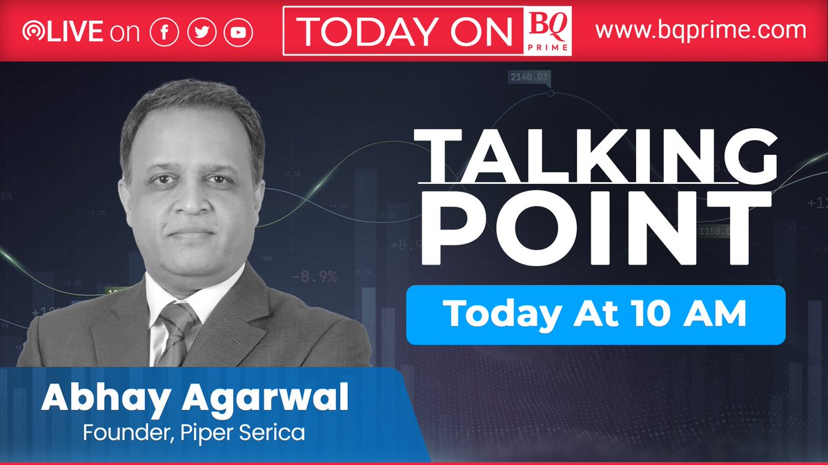 NDTVProfitIndia's tweet image. Today on BQ Prime

- #TalkingPoint with @PiperSerica's Abhay Agarwal (@anti_fragilist)

Remember to tune in!