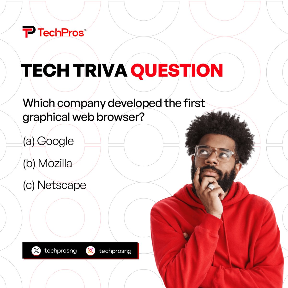 TechProsNaija's tweet image. It’s #TechTrivaTuesday

Which company do you think developed the first graphical web browser?🤔

Drop your answers in the comments.

#TechProsNG #techtriva #coding #webdev #techskills #programming #tech