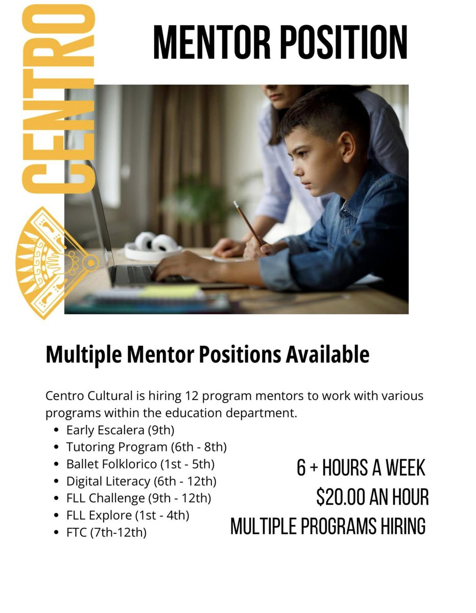 📣 We're hiring at Centro Cultural of Washington County! Seeking passionate mentors & tutors to empower our youth. Join our mission and make a difference! 🔗centro.mcjobboard.net/jobs/124535 #CentroCultural #EducationMatters #OregonJobs