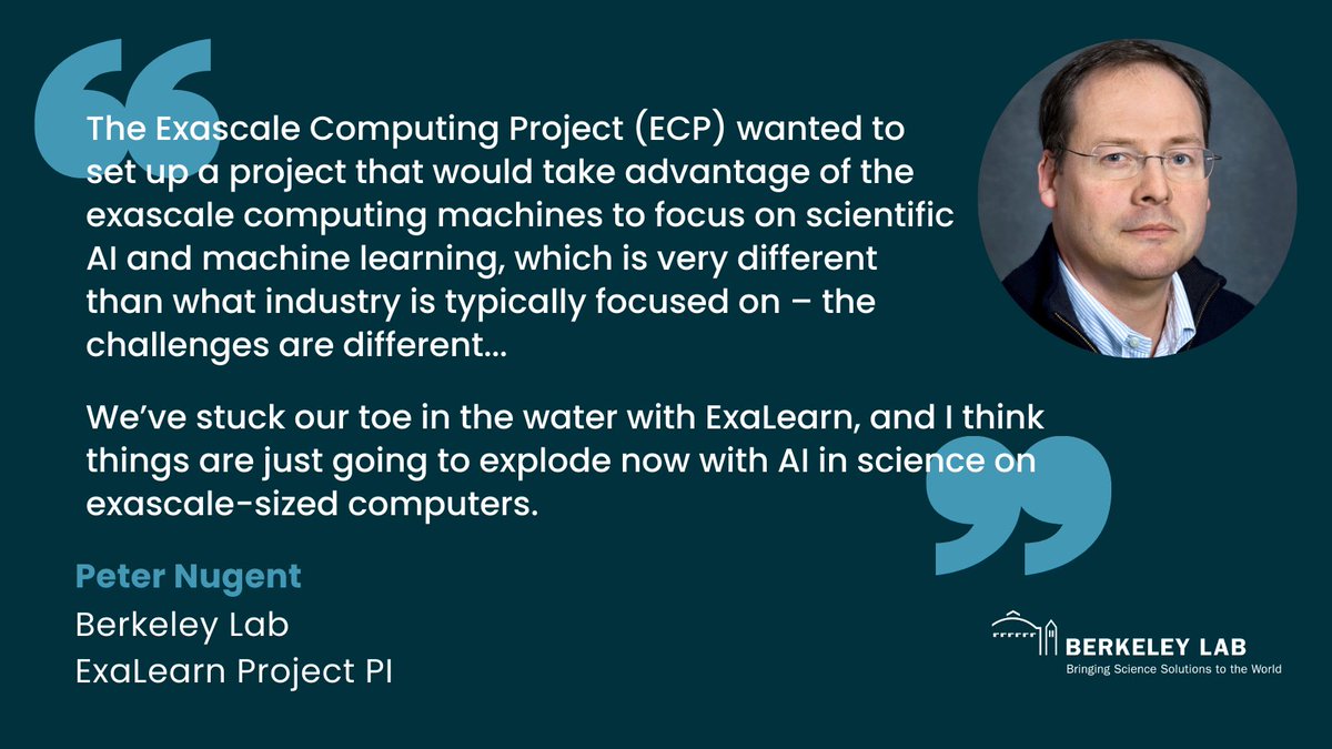 LBNLcs's tweet photo. To celebrate #ExascaleDay (Oct 18) we're spotlighting @BerkeleyLab’s efforts to prepare the nation’s scientific computing community 4 exascale

We’re starting w/ExaLearn, an @exascaleproject co-design ctr that has been using exascale train #AI &amp; #ML models https://t.co/CbBwFL6HVr https://t.co/6EL2zueCxW