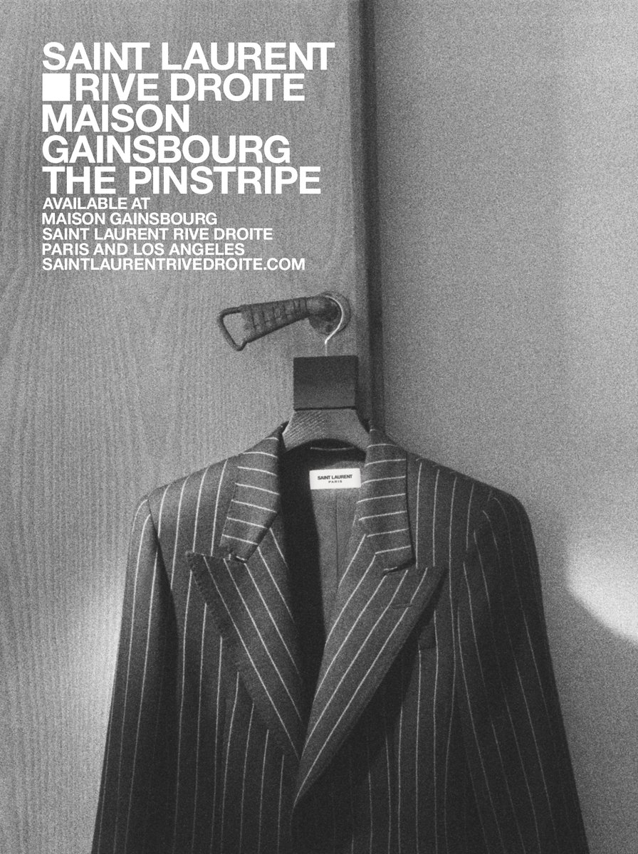 The Pinstripe
at Saint Laurent Rive Droite & Maison Gainsbourg
by Anthony Vaccarello

The iconic pinstriped Womenswear jacket worn by Serge Gainsbourg has been redesigned under the creative direction of Anthony Vaccarello. 

bit.ly/401QsIg

#SaintLaurentRiveDroite #YSL