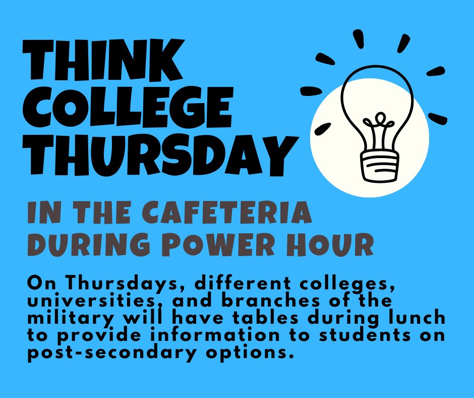 Stop by the cafeteria this Thursday to visit with a few college and military representatives. This week, we have:
Tarleton University
University of Arkansas-Little Rock
Collin College
University of North Texas
Oklahoma State University
Wichita State University
US Navy
US Army