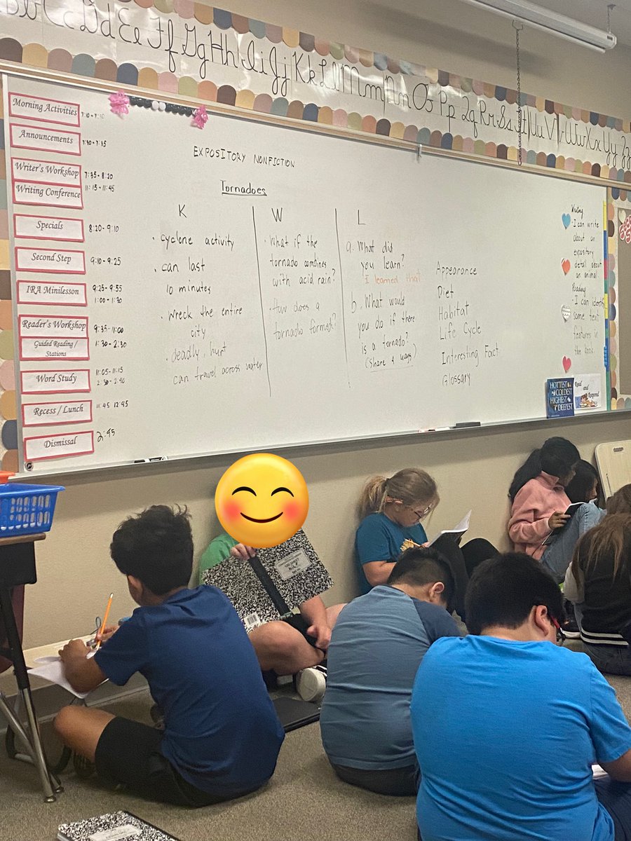 Love that Mrs. Bayo’s class built a KWL to anchor their learning during a read aloud of an expository nonfiction text!