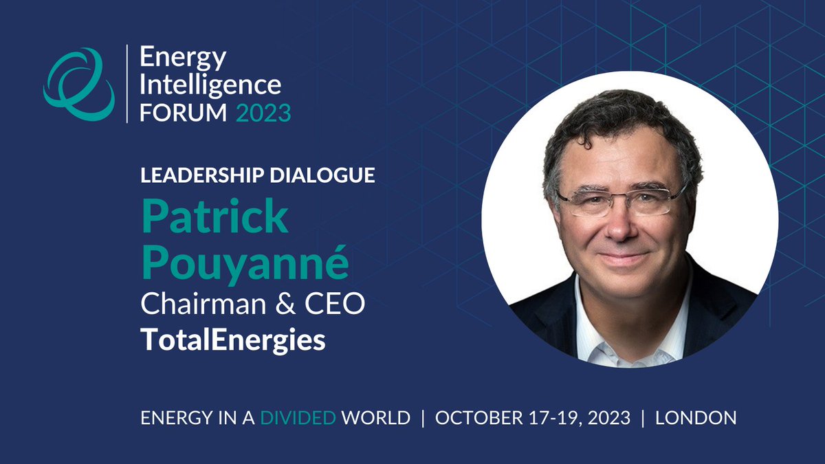 EI_Forum's tweet photo. Next up at the #EIForum, we are pleased to welcome Patrick Pouyanné, Chairman &amp; CEO of TotalEnergies, for a Leadership Dialogue with Noah Brenner, Executive Editor for Operations at Energy Intelligence.
@PPouyanne @TotalEnergies @noahbrenner #TotalEnergies #CorporateStrategy https://t.co/qRAjh8612Y