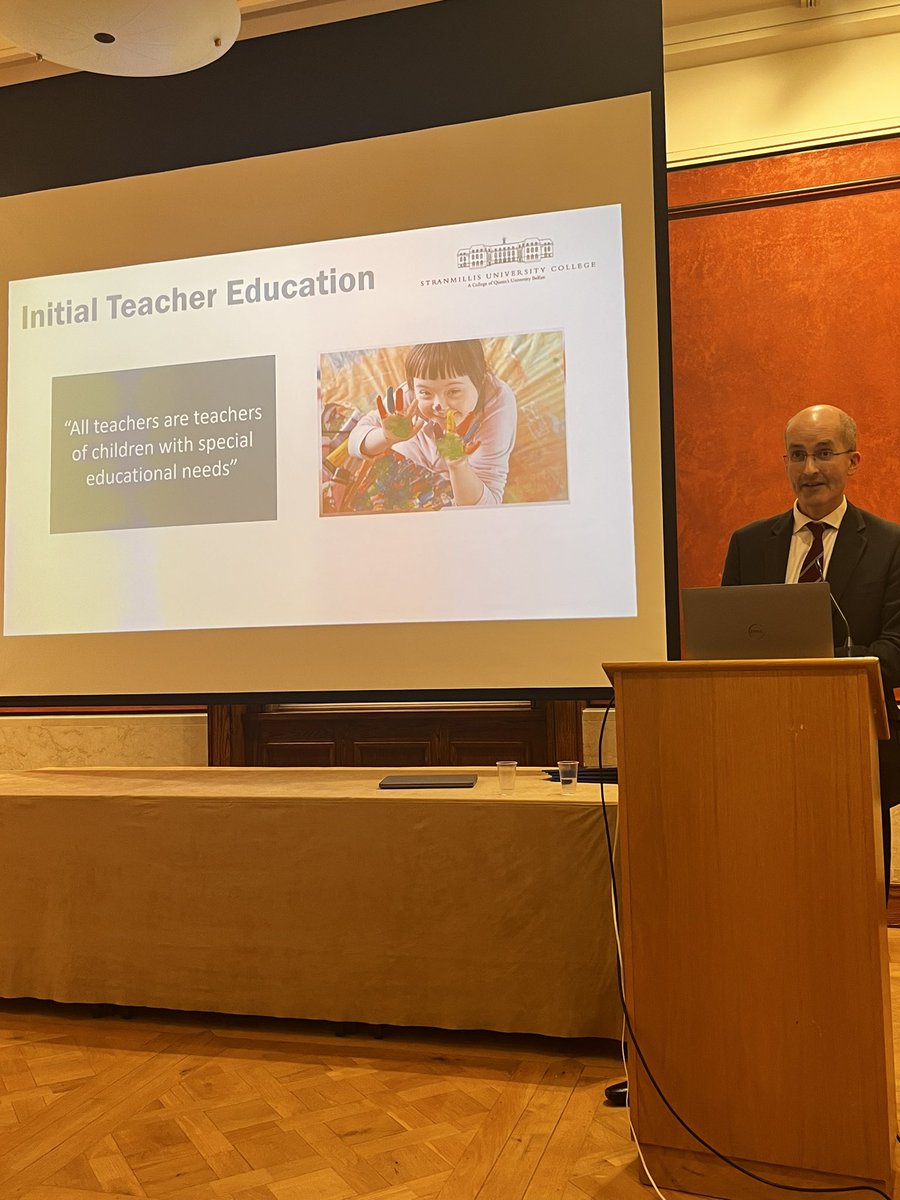 RCSLTNI's tweet image. “All teachers are teachers of pupils with special educational needs, and indeed #DLD!” Professor @NoelPurdy speaking of the challenges and opportunities for teaching colleges @rcslt #DevLangDis