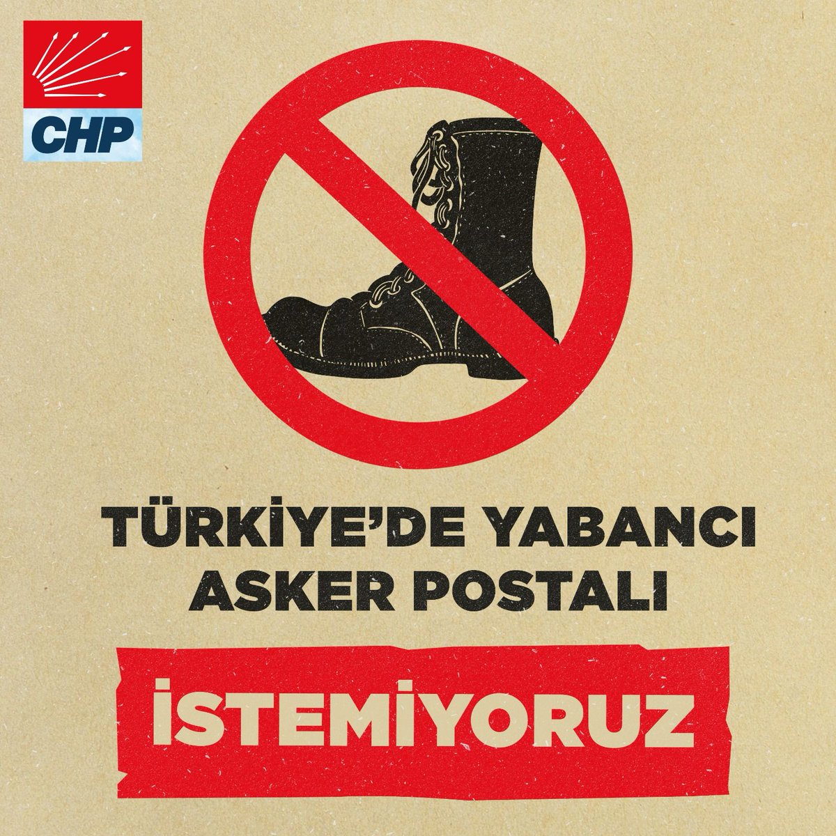 chpgenclik_gm's tweet photo. TÜRKİYE'DE YABANCI ASKER POSTALI İSTEMİYORUZ! #YabancıAskereHAYIR https://t.co/bhcRIsfXOM