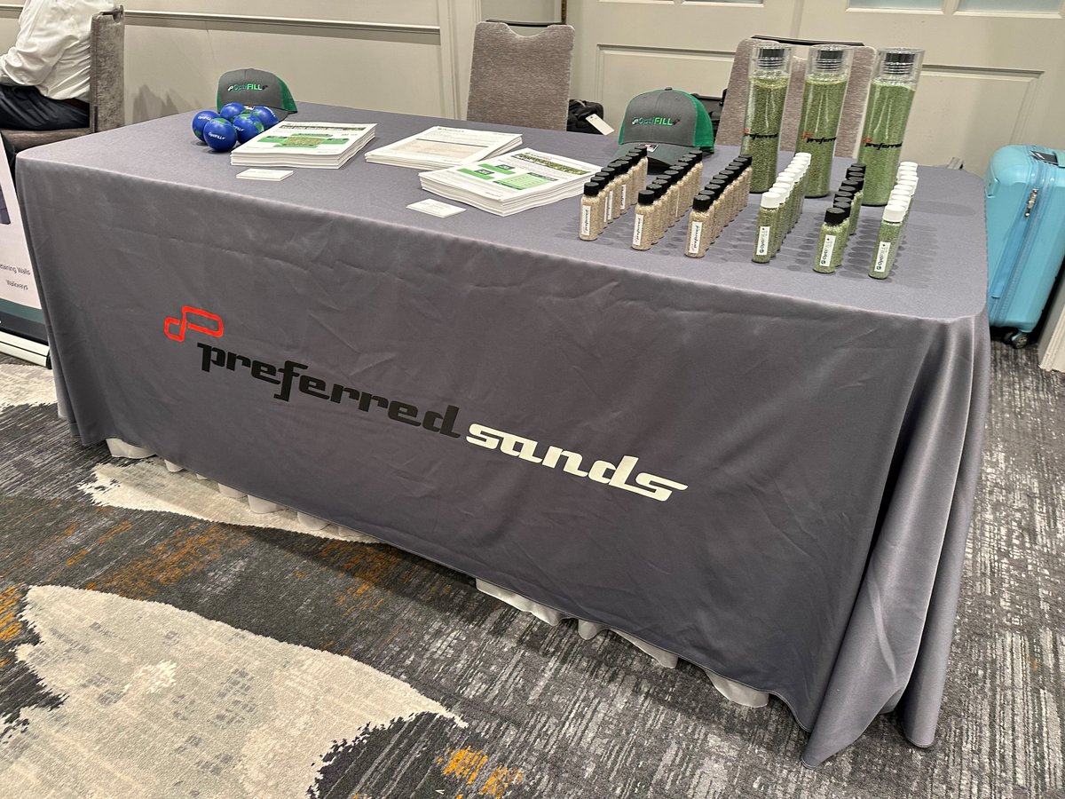 PreferredSands's tweet photo. Preferred is excited to be at @SynTurfCouncil's 2023 Conference exhibiting OptiFILL+ and our artificial turf infill products. 
#stc #syntheticturfcouncil #syntheticturf #STC2023 #industryconference https://t.co/G1XUG3KhMx