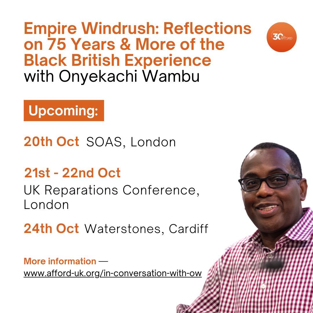 Upcoming events welcoming Onyekachi Wambu, Director of Special Projects on topics relating to cultural heritage, restitution, and the role of the diaspora in Africa's development. For more information or to register for events please visit: buff.ly/3PzWKdD #AFFORD30