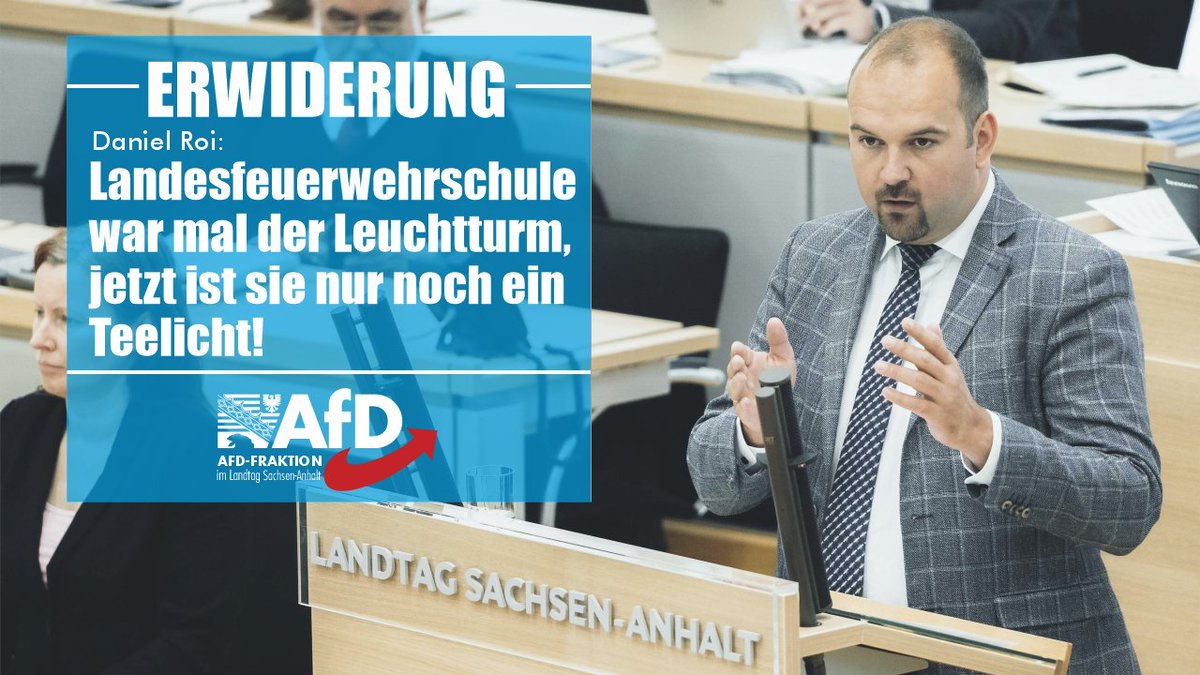 AfDFraktionLSA's tweet photo. Landesregierung verkennt die Realität in den #Feuerwehren. #DanielRoi, #MdL: „„Seitdem ich Abgeordneter bin, bin ich hunderte Einsätze mitgefahren. Die Feuerwehren brauchen Taten und sie brauchen auch Geld.“ #Ltlsa #AfDLSA https://t.co/7BiTwHvbBC https://t.co/SpDK5ipUy6