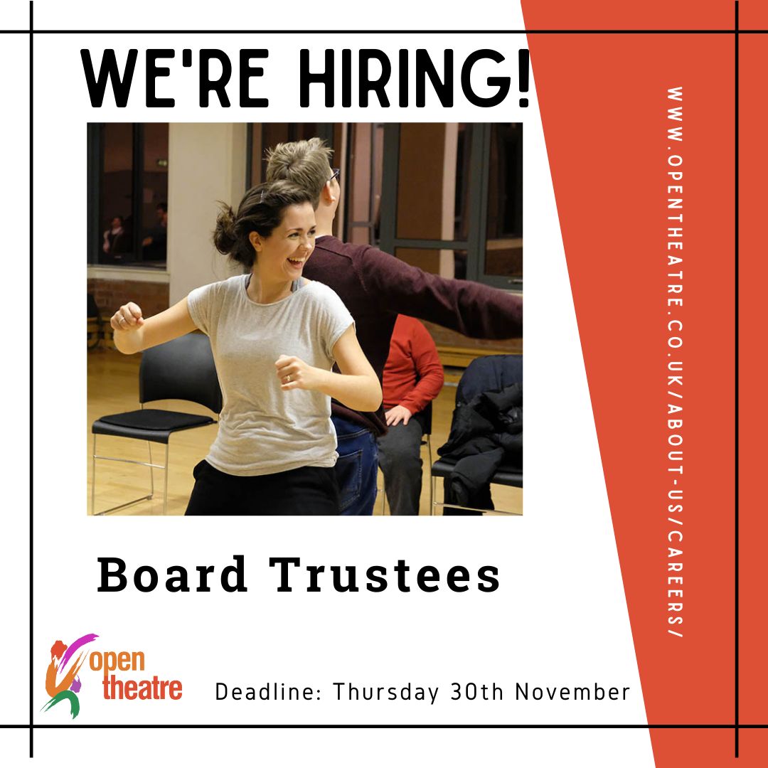 We're looking for enthusiastic and committed Board Trustees to join us at Open Theatre! This is a very exciting time to join our Board as we embark on major growth and development work with young people across the West Midlands. Find out more 👇 buff.ly/2LDwHoX