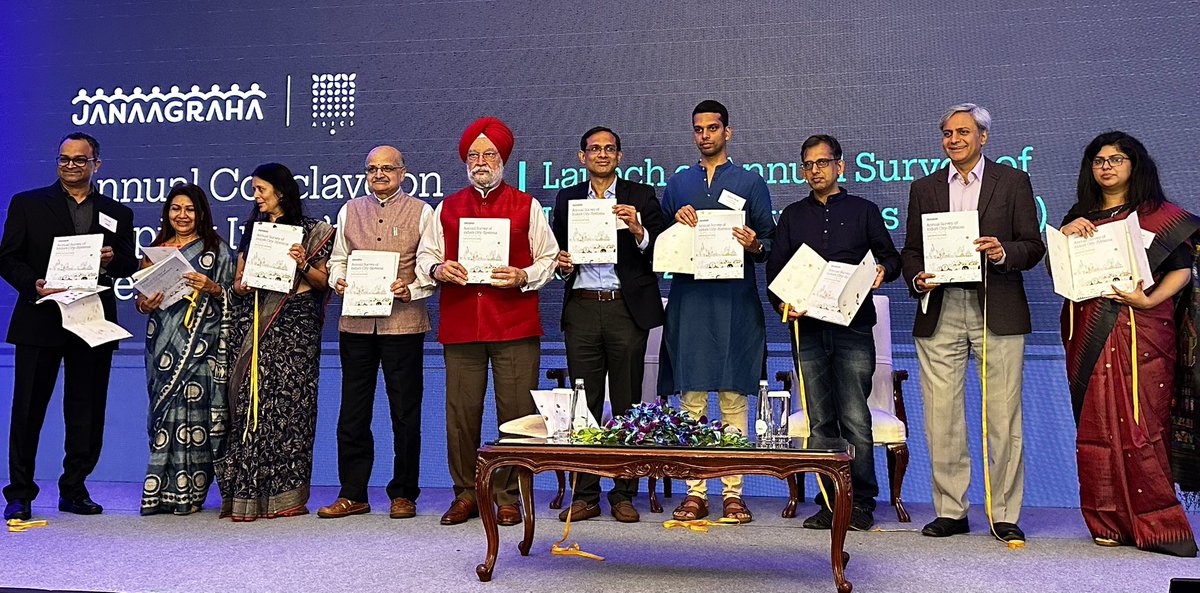 HardeepSPuri's tweet photo. Very happy to interact with champions of change &amp; urban governance stakeholders at Janaagraha’s Annual Conclave on ‘Shaping India’s Urban Agenda’ &amp; releasing the sixth edition of the Annual Survey of India’s City-Systems, #ASICS2023 Report. https://t.co/cqpTMwA98V