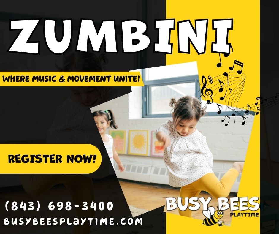 BusyBeesPlaySC's tweet image. This class for ages 0-4 is a fantastic way to introduce your child to rhythm, melodies, and creative expression. 🎵💃 #ZumbiniGroove #MusicalLearning 𝐋𝐞𝐚𝐫𝐧 𝐌𝐨𝐫𝐞: busybeesplaytime.com | 843-698-3400