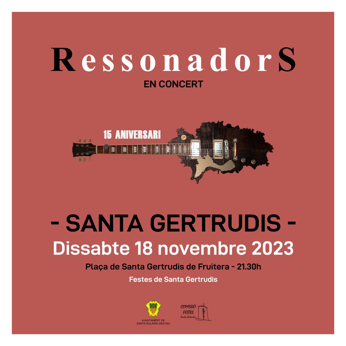 Ressonadors's tweet image. SANTA GERTRUDIS 💥 18/11/23

Aquest 2023 complim 15 anys i per acabar-ho de celebrar farem un concert més a un poble que visitarem per primera vegada: Santa Gertrudis de Fruitera!
Serà una nit molt especial, així que us hi esperam a tothom es dissabte 18 de novembre a les 21:30h!