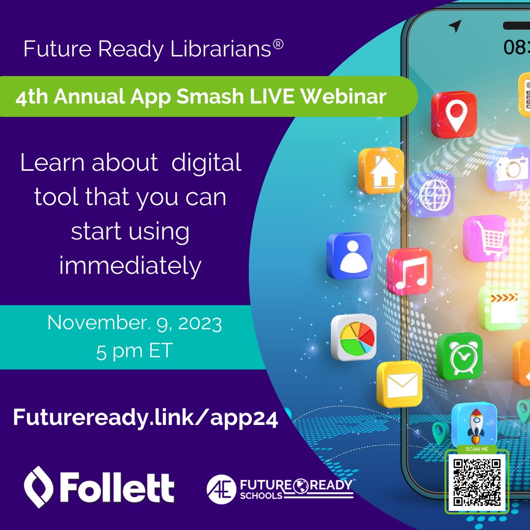 All4Ed's tweet image. APPLICATIONS CLOSE TODAY! 🚨 🚨 🚨 

Join @shannonmmiller and @FutureReady November 9, 2023 for the 4th annual app smash LIVE! Would you like to be a guest? If so - please apply TODAY! 

#futurereadylibs #ISTELib #futureready 

Apply: futureready.link/app24