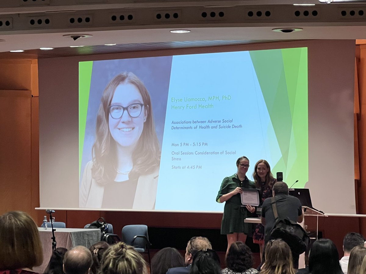 Congrats to Elyse Llamocca, postdoc on our team @HenryFordHealth and Mental Health Research Network, for receiving the 2023 Early Career Award at the IASR-AFSP international suicide research summit @SuicideSummit @IASR_Suicide @afspnational