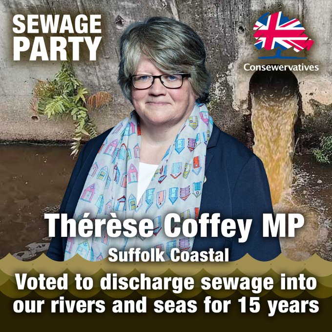 THERESE COFFEY:  SEWAGE

Therese Coffey is against fining water companies for dumping sewage in rivers

BUT she is in favour of cutting Universal Credit by £20 a week

👉RETWEET if you agree this is morally wrong.

<a href="/Feargal_Sharkey/">Feargal Sharkey</a>