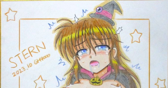 10月の色紙、ハロウィンエロ衣装シュテル完成しました～大変えっちなので全体像はpixivで! 