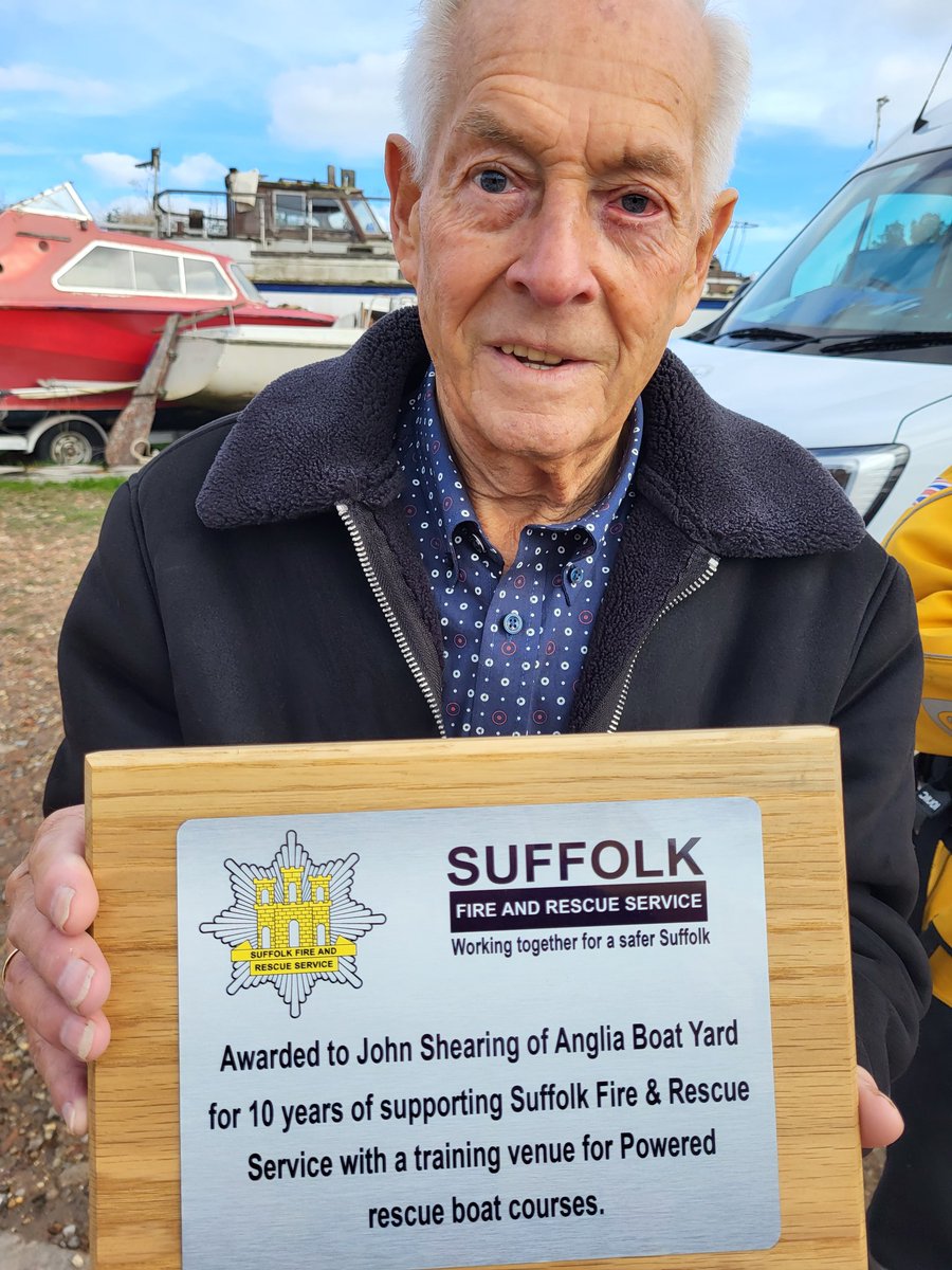 Ben Horne (@999ben) on Twitter photo Today <a href="/tillyalex/">Lucy Alexander</a> and I had the pleasure of presenting boat yard owner John, with a plaque to say thanks for 10 years of supporting <a href="/SuffolkFire/">Suffolk Fire & Rescue Service</a> with a venue for powered rescue boat training all at zero cost to the service. Thanks John! ๐๐คโ๏ธ Today <a href="/tillyalex/">Lucy Alexander</a> and I had the pleasure of presenting boat yard owner John, with a plaque to say thanks for 10 years of supporting <a href="/SuffolkFire/">Suffolk Fire & Rescue Service</a> with a venue for powered rescue boat training all at zero cost to the service. Thanks John! ๐๐คโ๏ธ