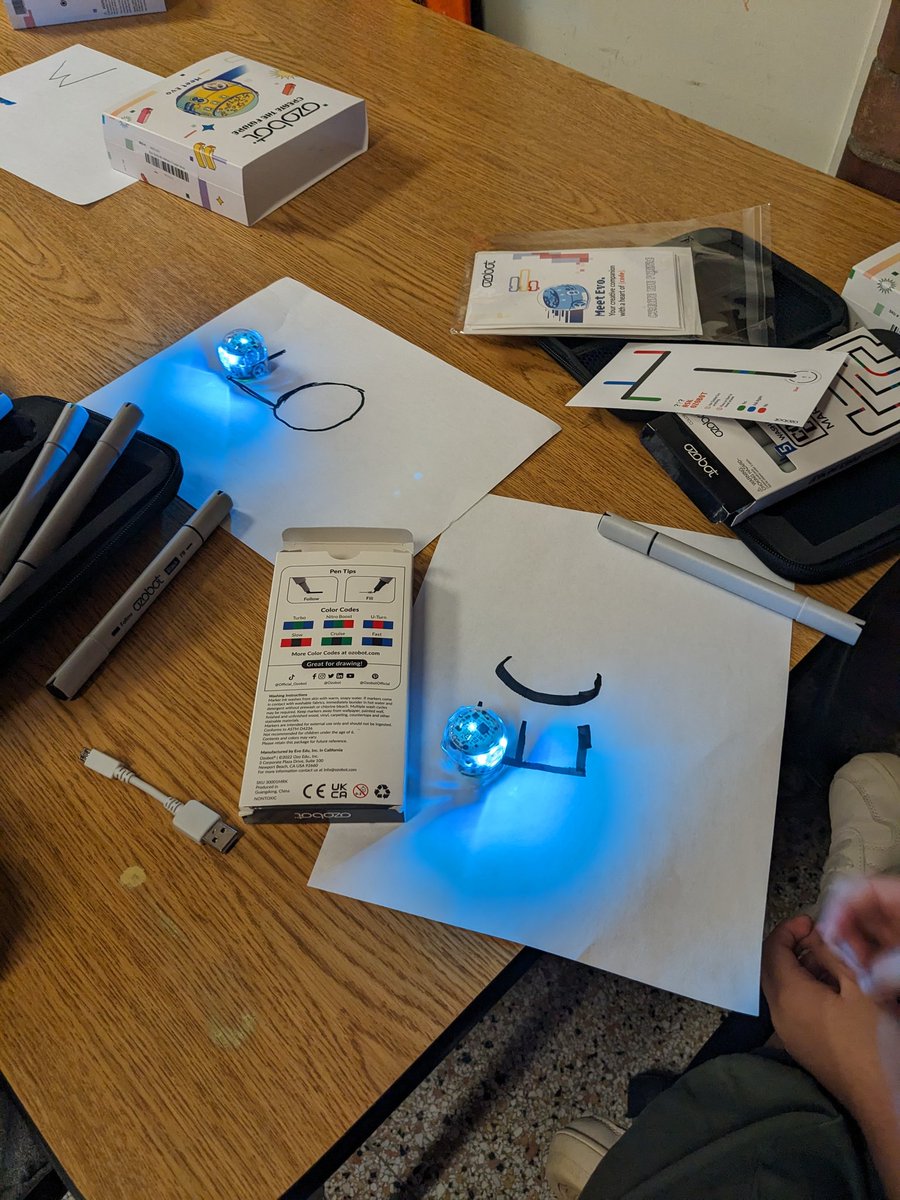 For our first assignment in Enrichment, fourth grade students coded their names using @Ozobots!