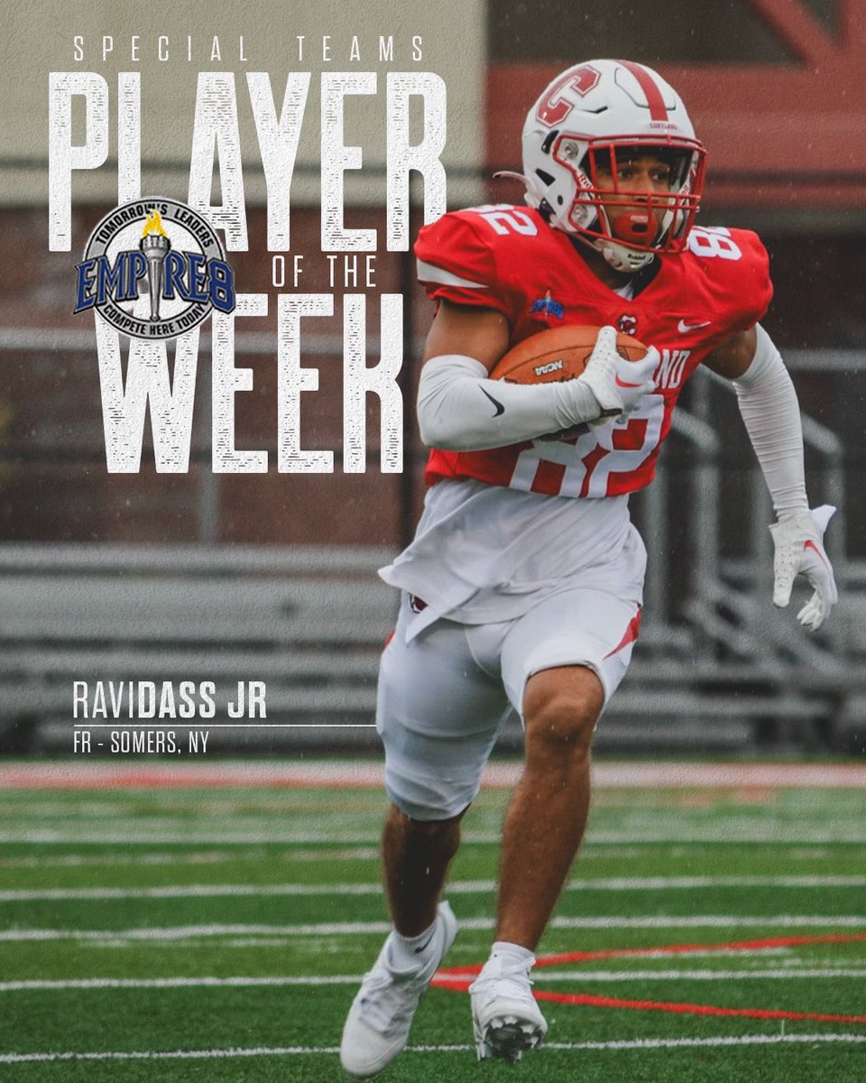 HUGE shoutout to our true freshman Ravi Dass Jr. on earning his first award as the Empire 8 Special Teams Player of the Week!

#DragonRising | #Team118 

🎨 <a href="/EDLphotography/">Erin Locascio</a>