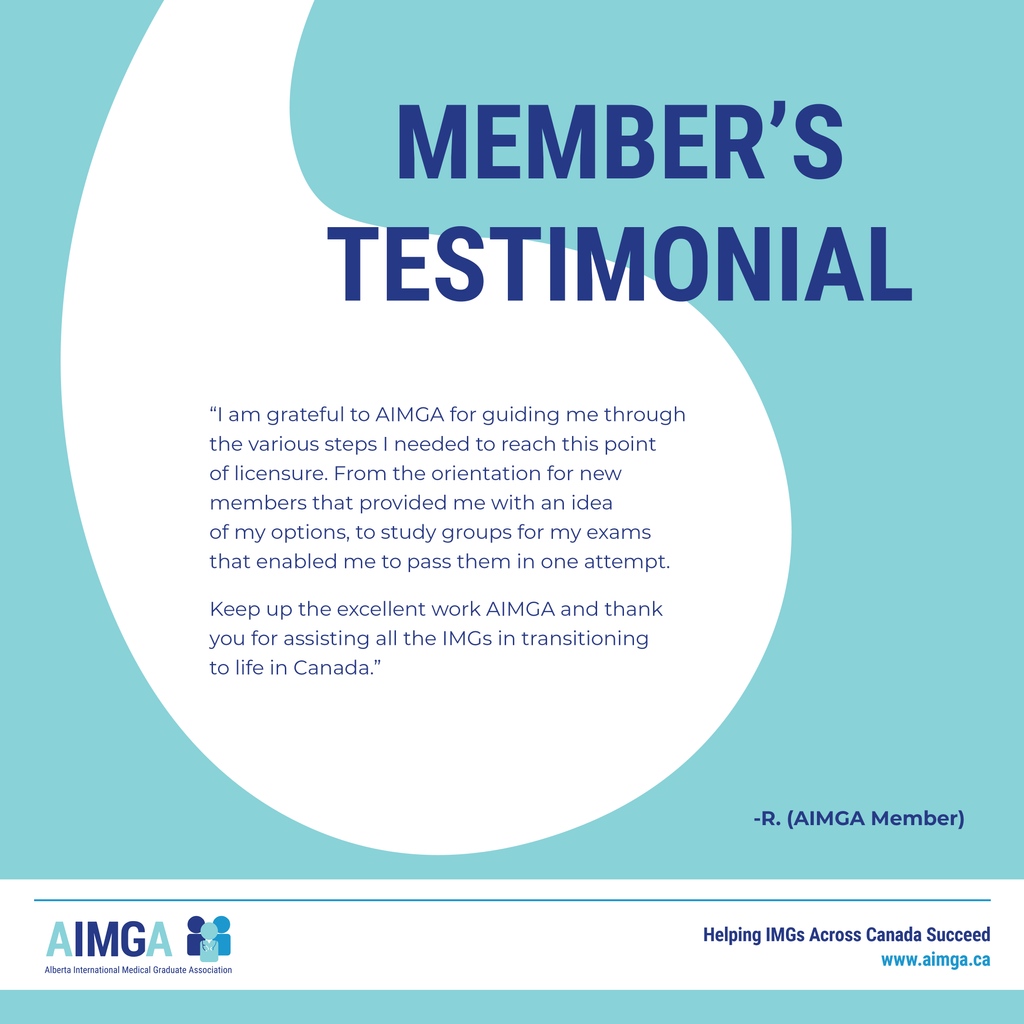 Thank you so much for being a part of our community! <3

#membertestimonials #albertainternationalmedicalgraduateassociation #aimga #imgs #canada #internationalmedicalgraduates